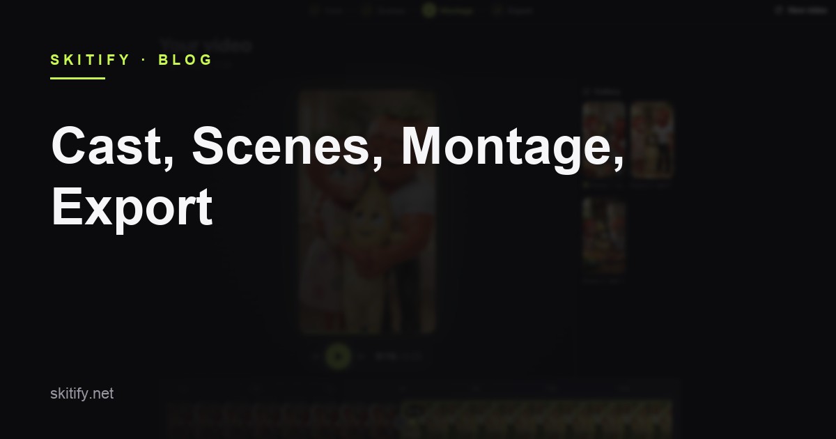Cast, Scenes, Montage, Export: the four screens behind a finished video